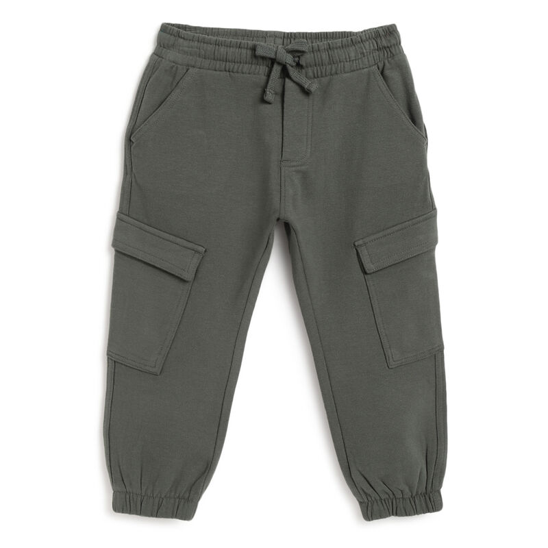 Boys Dark Green Solid Joggers image number 0